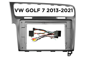 Okvir / maska za 10" Android avtoradio – VW Golf 7 (2013–2021) - Srebrna barva