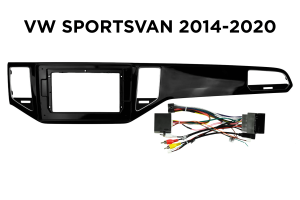 Okvir / maska za 10" Android avtoradio – VW Golf Sportsvan (2014-2020) - Črna barva