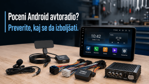 Android avtoradio z dodatki za izboljšavo zvoka, mikrofona, DAB+ sprejema in CANBUS povezave